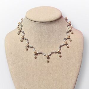 ⭐️3/$25⭐️ NWT Charter Club Silver Rhinestone Pearl Zig Zag Necklace